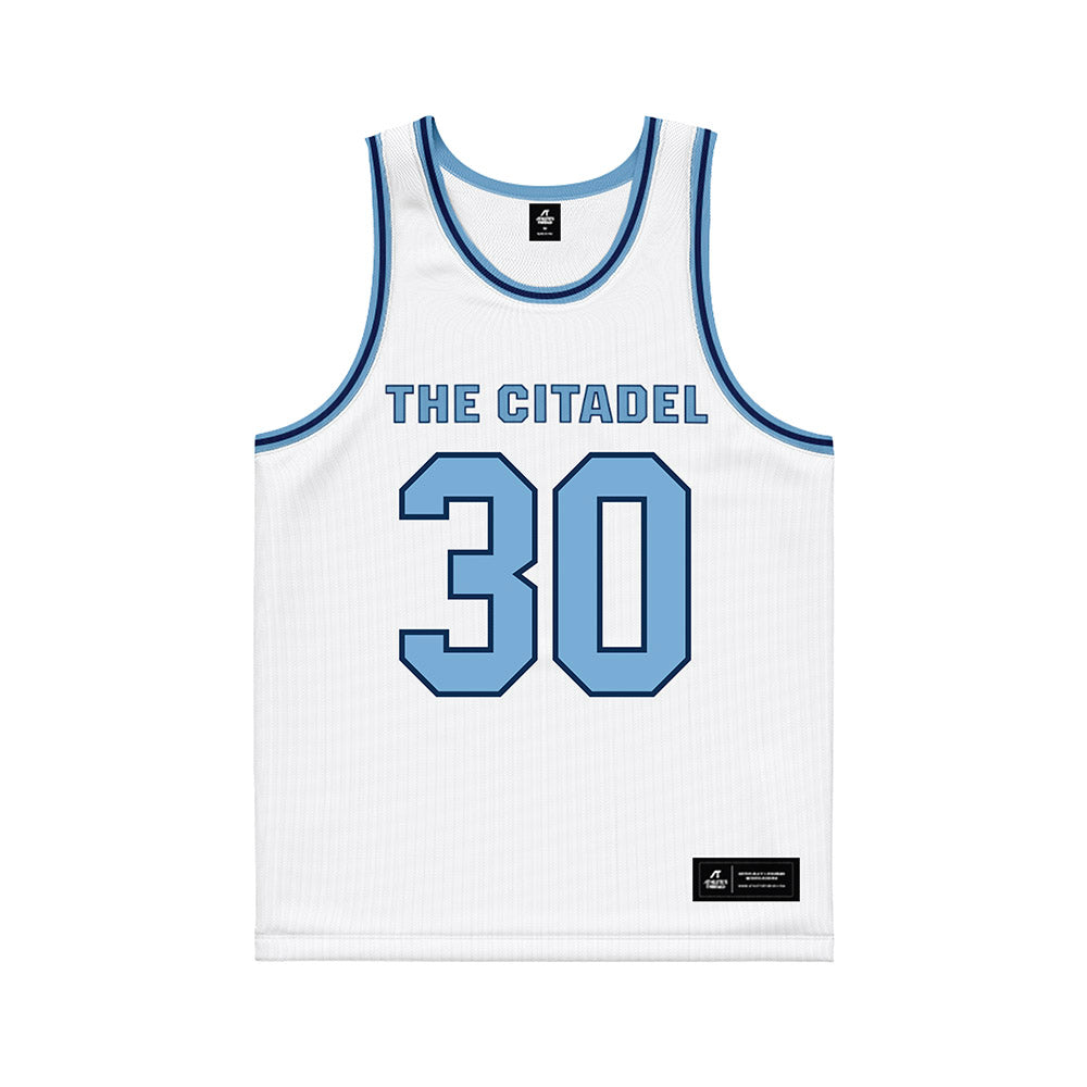 The Citadel - NCAA Men's Basketball : Logan Menefee - White Basketball Jersey-0