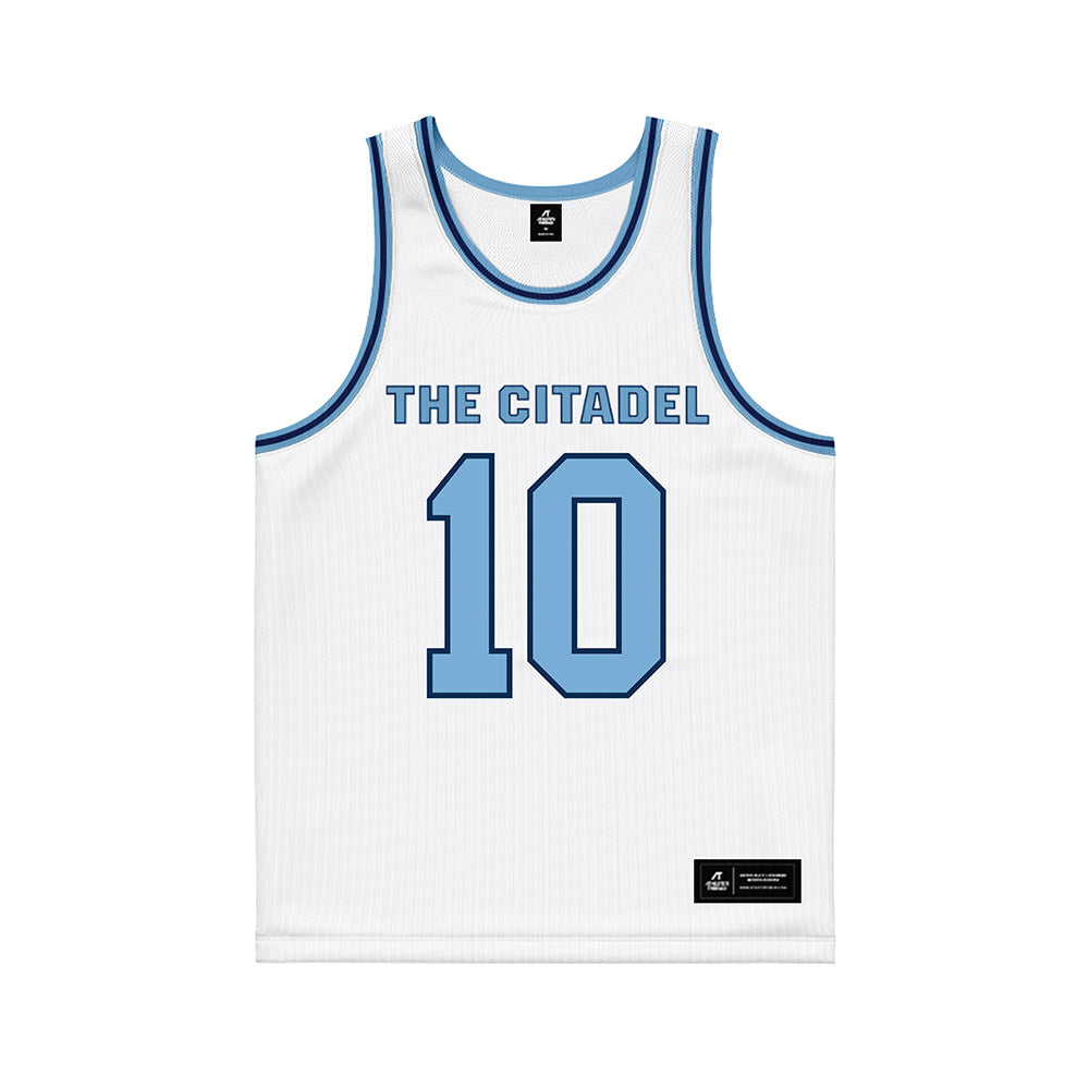 The Citadel - NCAA Men's Basketball : Brody Fox - White Basketball Jersey-0