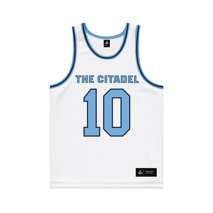 The Citadel - NCAA Men's Basketball : Brody Fox - White Basketball Jersey-0