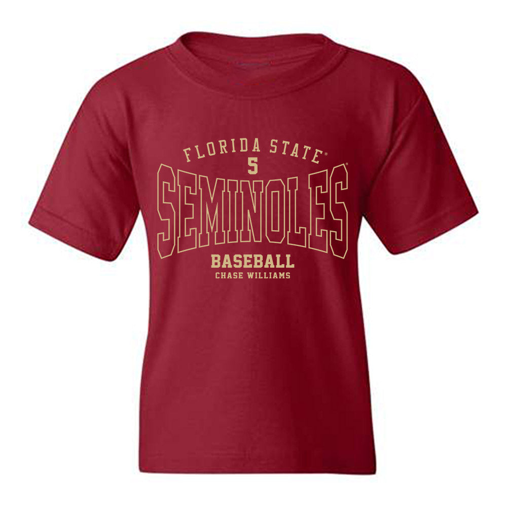 FSU - NCAA Baseball : Chase Williams - Classic Fashion Shersey Youth T-Shirt-0