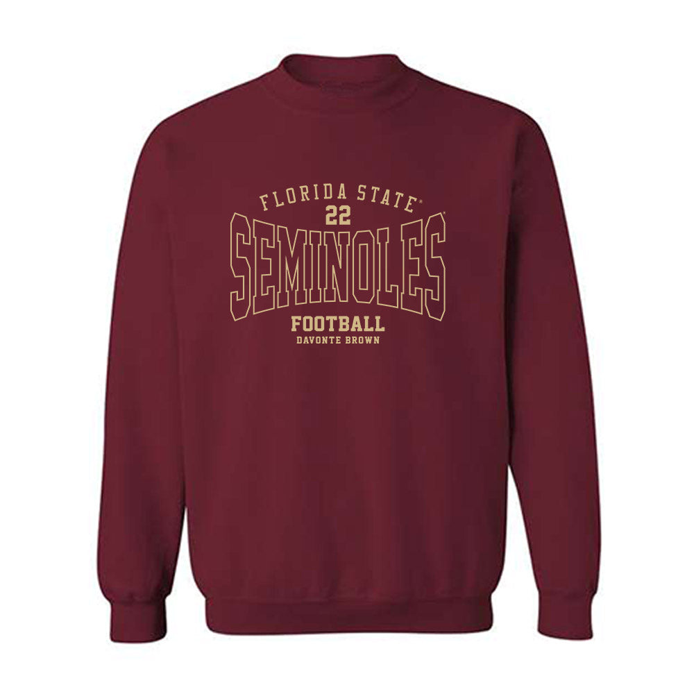 FSU - NCAA Football : Davonte Brown - Classic Fashion Shersey Crewneck Sweatshirt