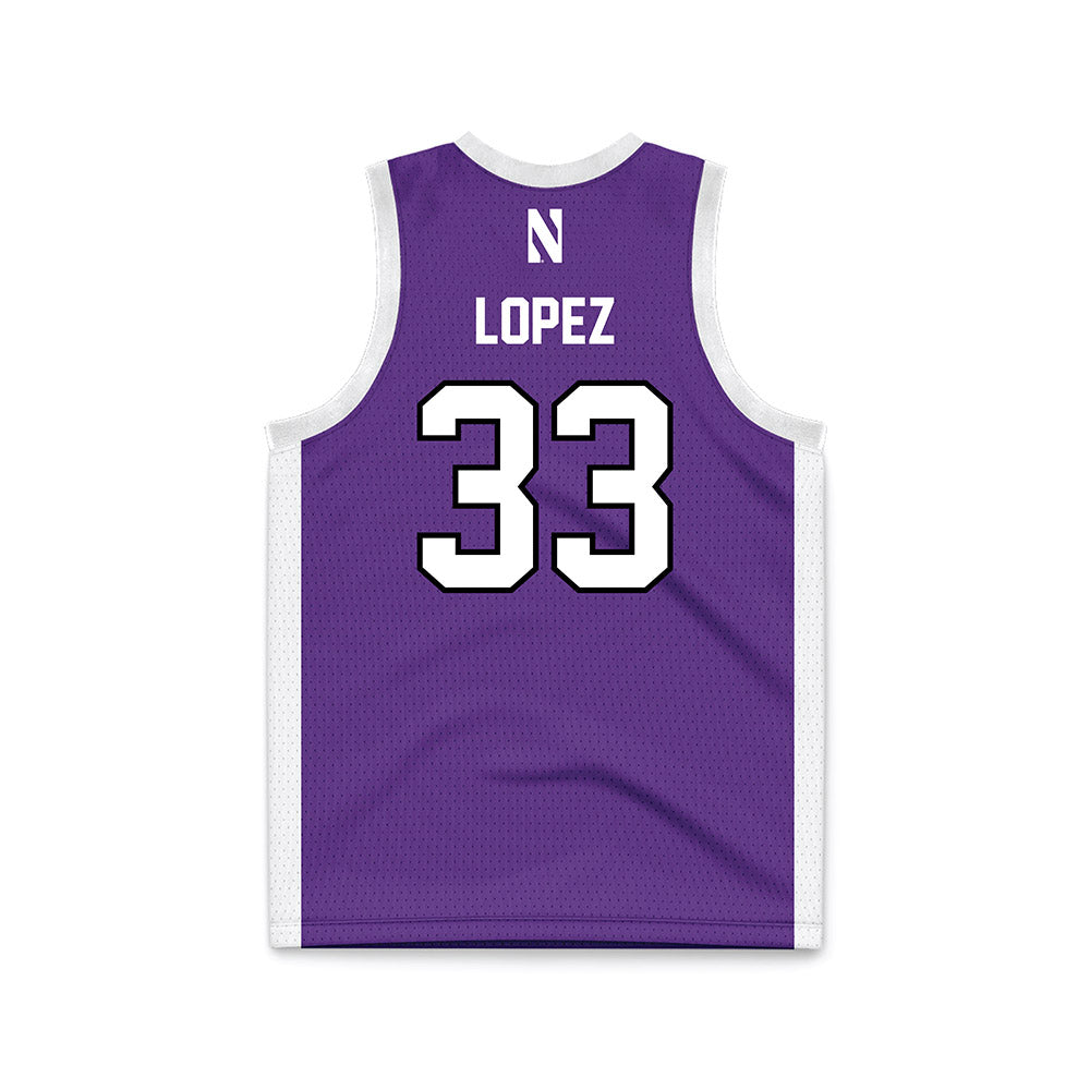 Northwestern - NCAA Women's Basketball : Amparo Lopez - Purple Basketball Jersey-1