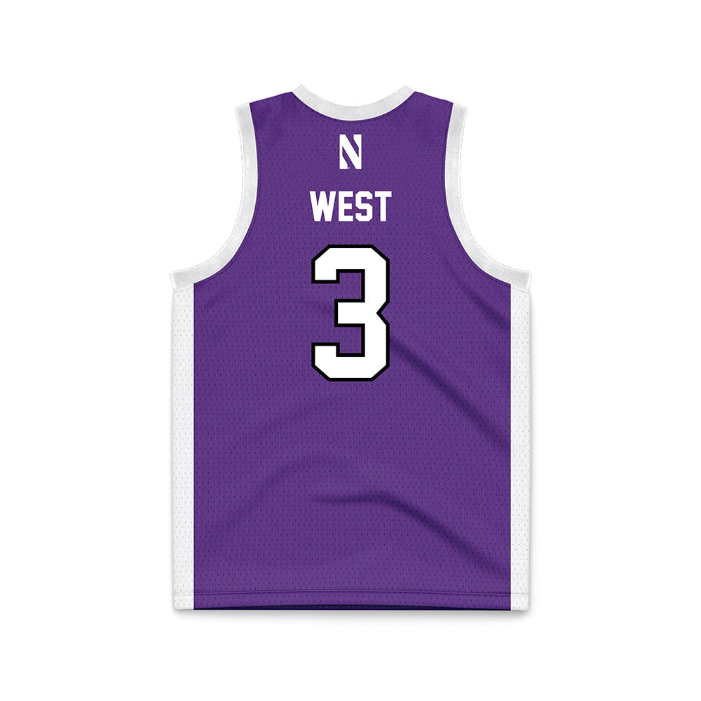 Northwestern - NCAA Men's Basketball : Jake West - Purple Basketball Jersey-1