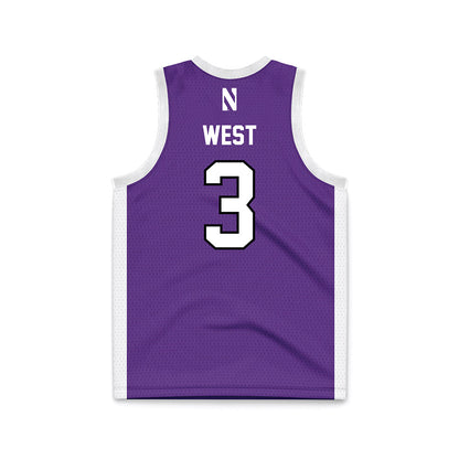 Northwestern - NCAA Men's Basketball : Jake West - Purple Basketball Jersey-1