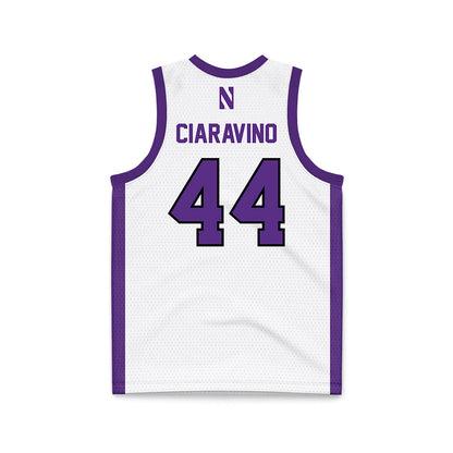 Northwestern - NCAA Men's Basketball : Angelo Ciaravino - White Basketball Jersey