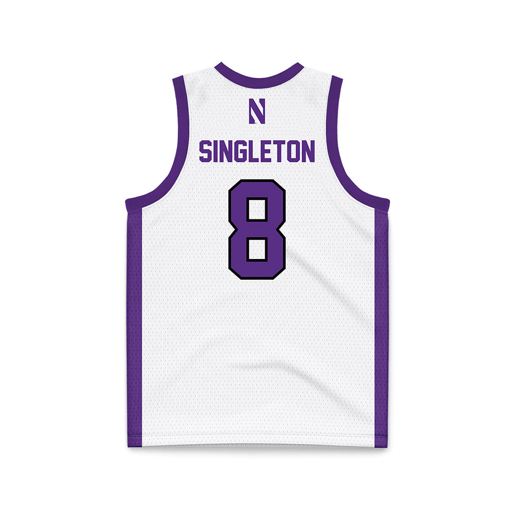 Northwestern - NCAA Men's Basketball : Tre Singleton - White Basketball Jersey-1