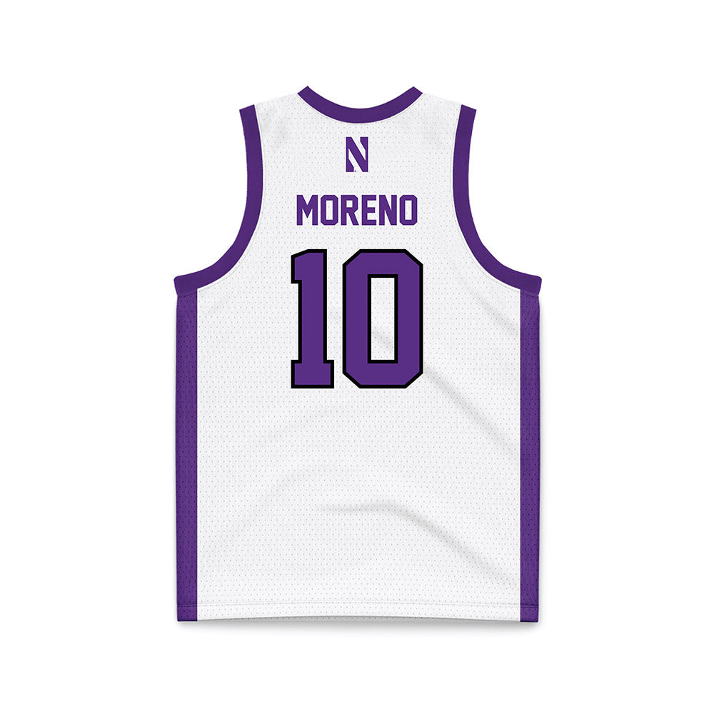 Northwestern - NCAA Women's Basketball : Sandra Moreno - White Basketball Jersey-1