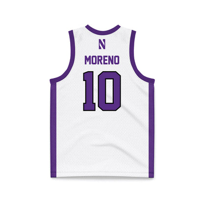 Northwestern - NCAA Women's Basketball : Sandra Moreno - White Basketball Jersey-1