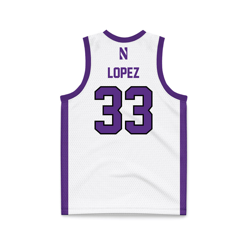 Northwestern - NCAA Women's Basketball : Amparo Lopez - White Basketball Jersey-1