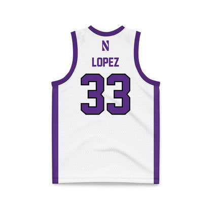 Northwestern - NCAA Women's Basketball : Amparo Lopez - White Basketball Jersey-1
