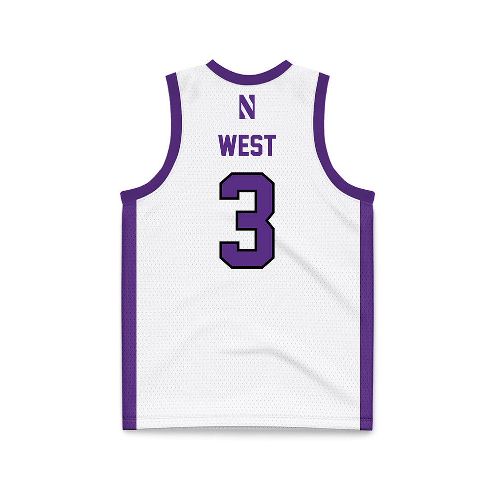 Northwestern - NCAA Men's Basketball : Jake West - White Basketball Jersey-1