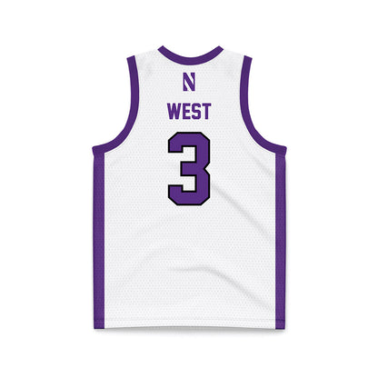 Northwestern - NCAA Men's Basketball : Jake West - White Basketball Jersey-1