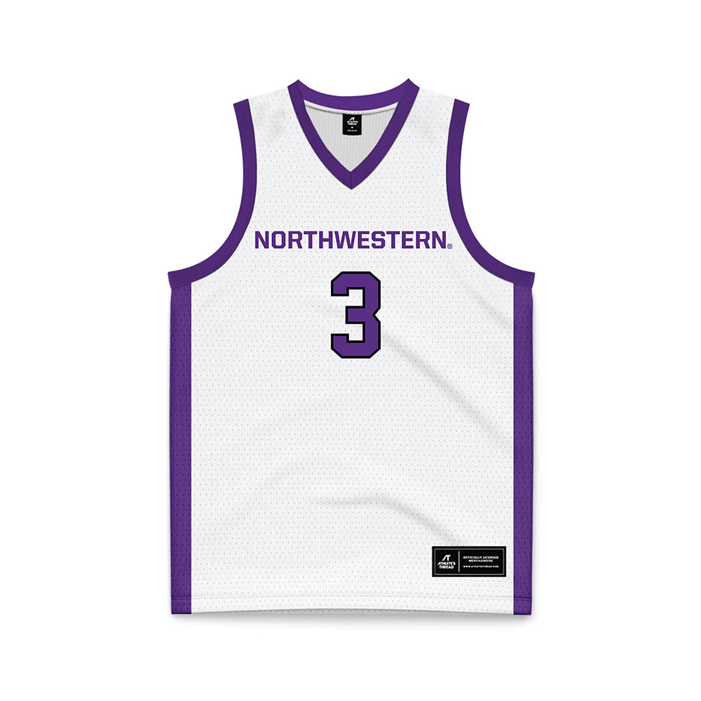 Northwestern - NCAA Men's Basketball : Jake West - White Basketball Jersey-0