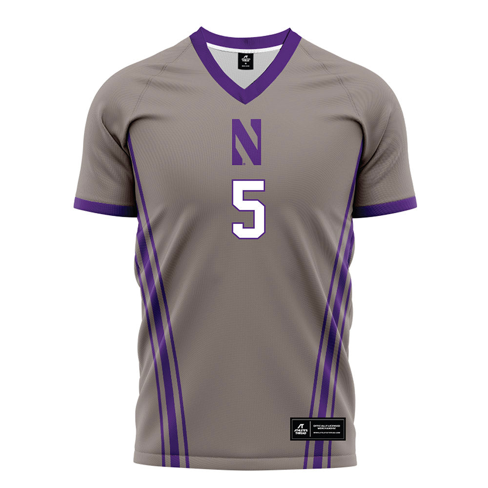 Northwestern - NCAA Men's Soccer : Dimas Van der Heide - Gray Soccer Jersey-0
