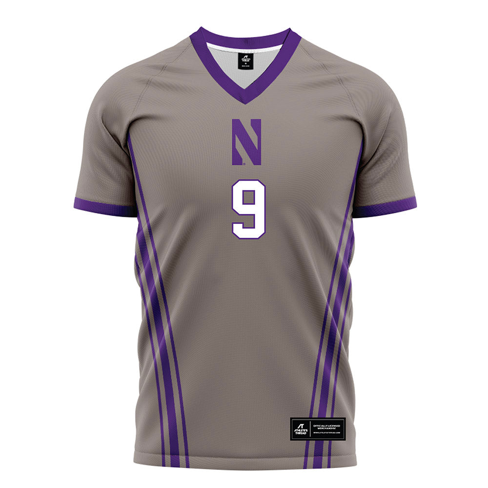 Northwestern - NCAA Women's Soccer : Audrey Alberts - Gray Soccer Jersey-0