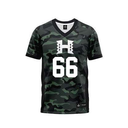 Hawaii - NCAA Football : Sergio Muasau - Camo Football Jersey