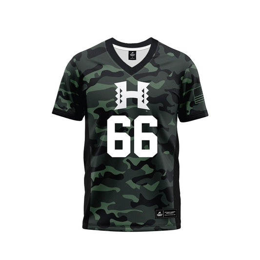 Hawaii - NCAA Football : Sergio Muasau - Camo Football Jersey