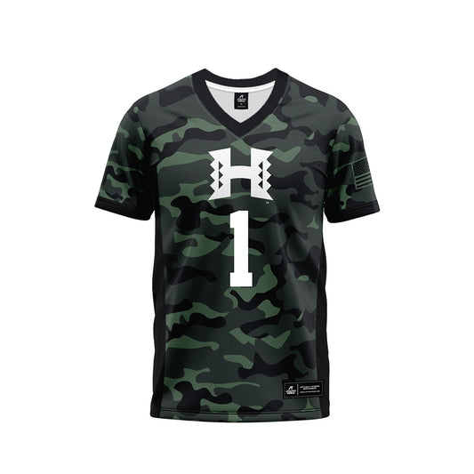 Hawaii - NCAA Football : Peter Manuma - Camo Football Jersey-0