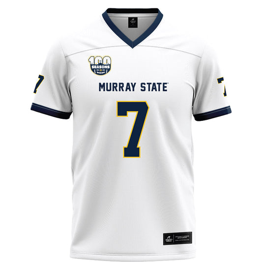 Murray State - NCAA Football : justice cross - 100th Year White Football Jersey