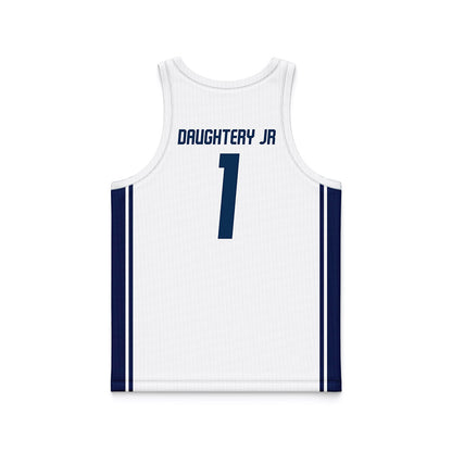 UC Davis - NCAA Men's Basketball : Carl Daughtery Jr - White Basketball Jersey-1