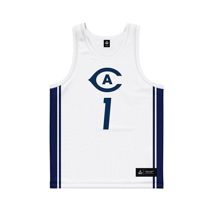 UC Davis - NCAA Men's Basketball : Carl Daughtery Jr - White Basketball Jersey-0