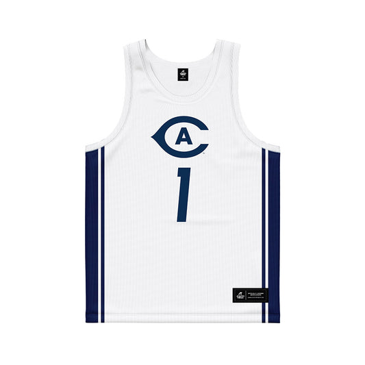 UC Davis - NCAA Men's Basketball : Carl Daughtery Jr - White Basketball Jersey-0