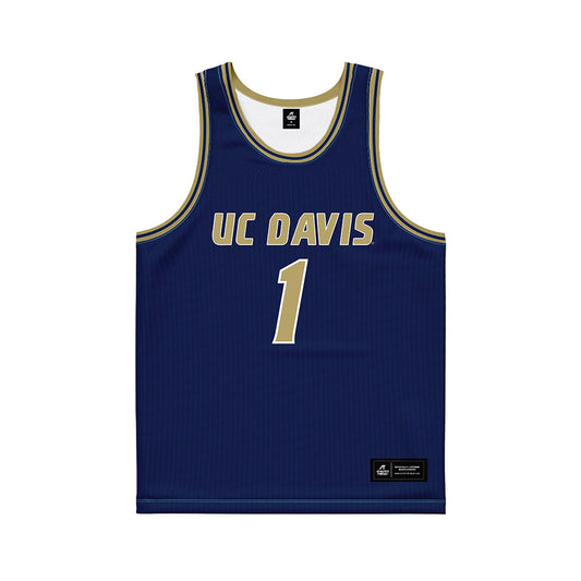 UC Davis - NCAA Women's Basketball : Carrington Davis - Blue Basketball Jersey-0