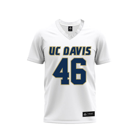 UC Davis - NCAA Football : Tristan McMurry - White Premium Football Jersey-0