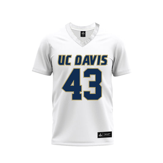UC Davis - NCAA Football : Hunter Ridley - White Premium Football Jersey-0