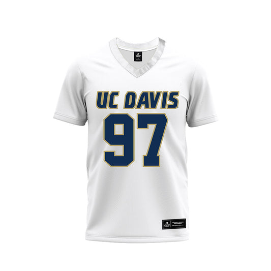 UC Davis - NCAA Football : Clayton Lynam - White Premium Football Jersey-0