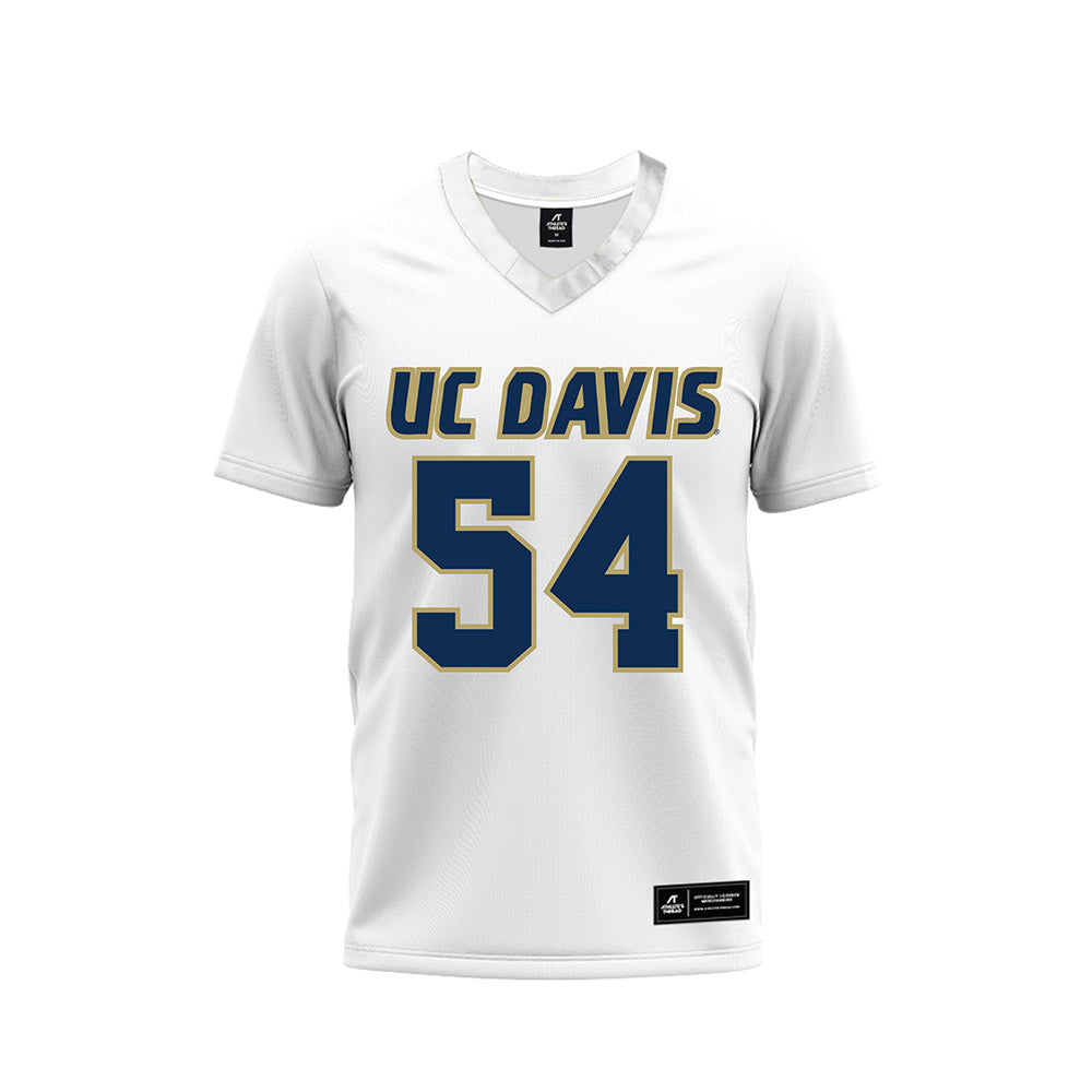 UC Davis - NCAA Football : Devin Huegel - White Premium Football Jersey-0