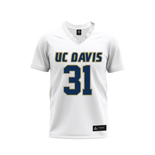 UC Davis - NCAA Football : Sam Goligoski - White Premium Football Jersey-0