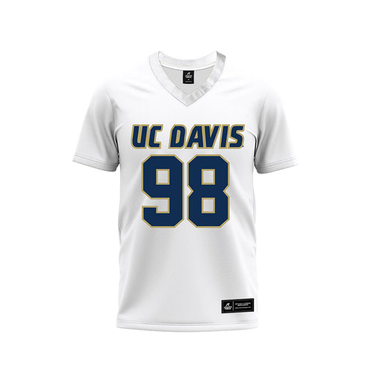 UC Davis - NCAA Football : Ike Ikegbu - White Premium Football Jersey-0