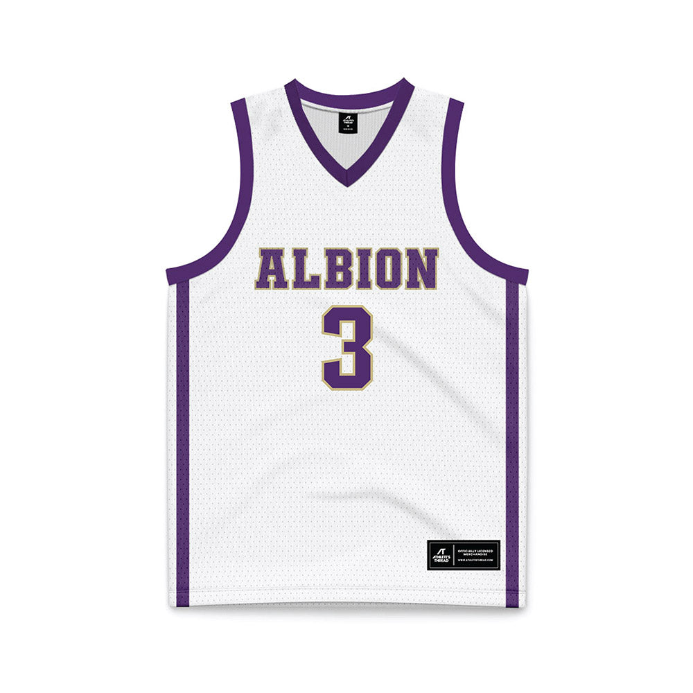 Albion - NCAA Men's Basketball : Kendall Bentley - White Basketball Jersey-0