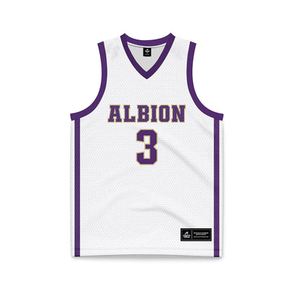 Albion - NCAA Men's Basketball : Kendall Bentley - White Basketball Jersey-0