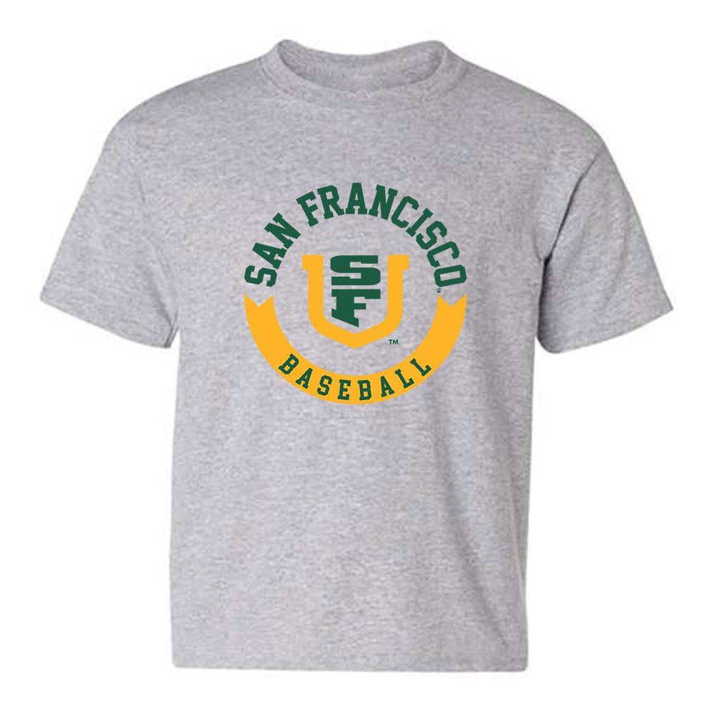 USFCA - NCAA Baseball : Myles Kallinger - Classic Shersey Youth T-Shirt-0