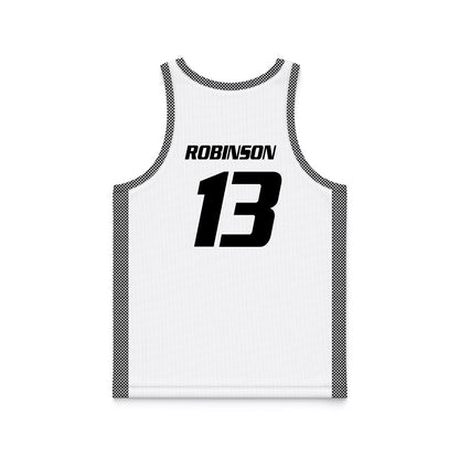 Bryant - NCAA Men's Basketball : Jakai Robinson - White Basketball Jersey-1