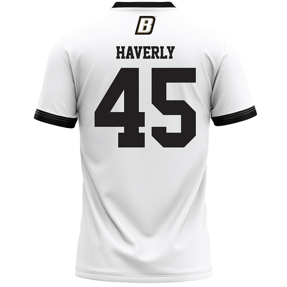 Bryant - NCAA Men's Lacrosse : Justin Haverly - White Lacrosse Jersey -1