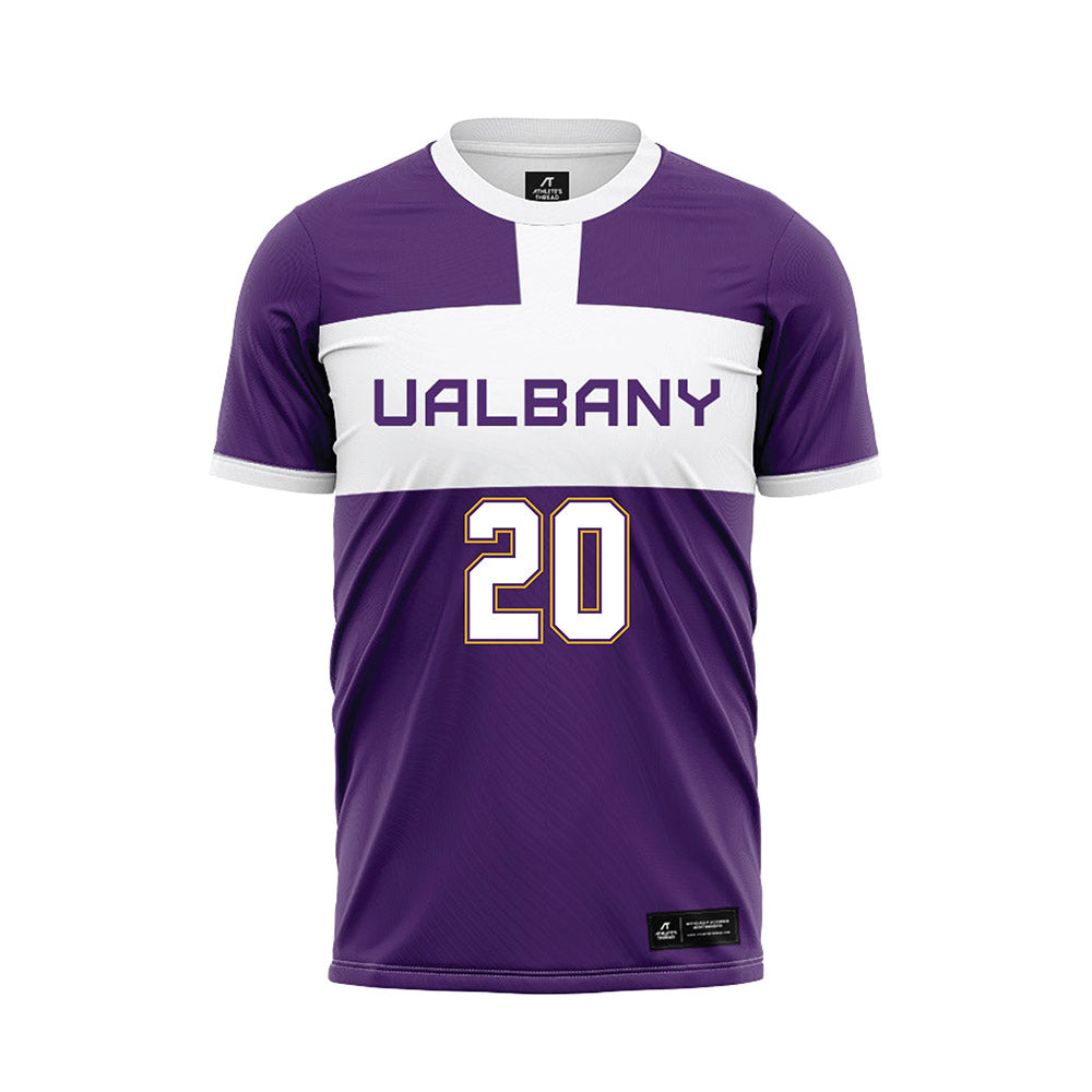 Albany - NCAA Women's Soccer : Madison Wisheart - Purple Soccer Jersey-0