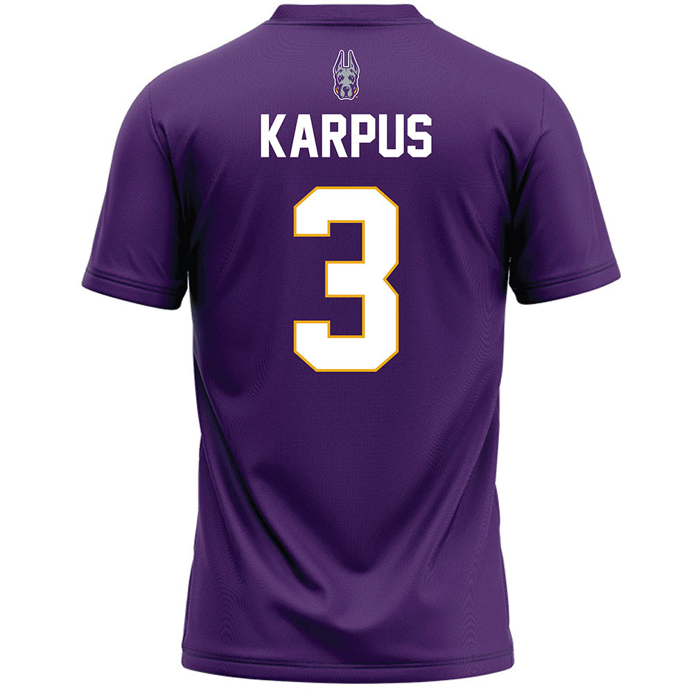 Albany - NCAA Women's Lacrosse : Karen Karpus - Purple Lacrosse Jersey-1