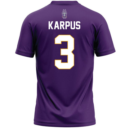 Albany - NCAA Women's Lacrosse : Karen Karpus - Purple Lacrosse Jersey-1