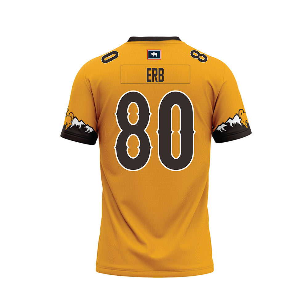 Wyoming - NCAA Football : Justin Erb - Gold Premium Football Jersey