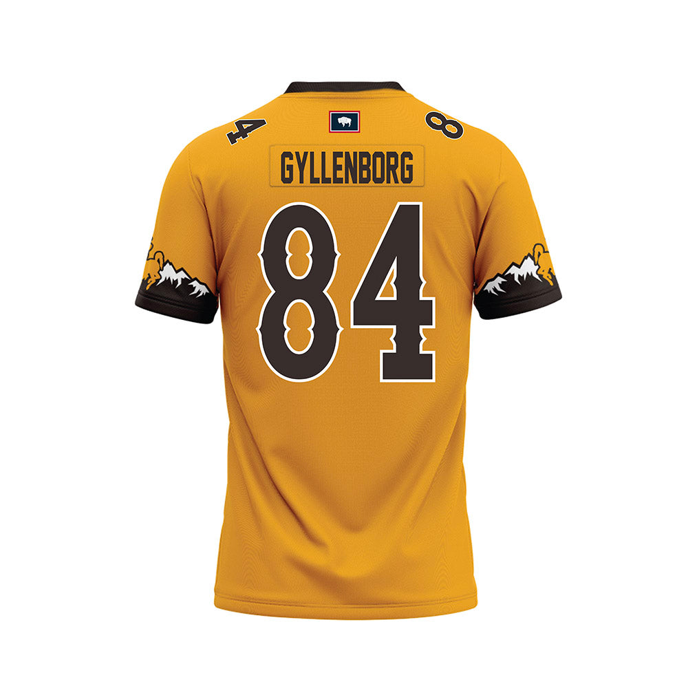 Wyoming - NCAA Football : John Michael Gyllenborg - Gold Premium Football Jersey