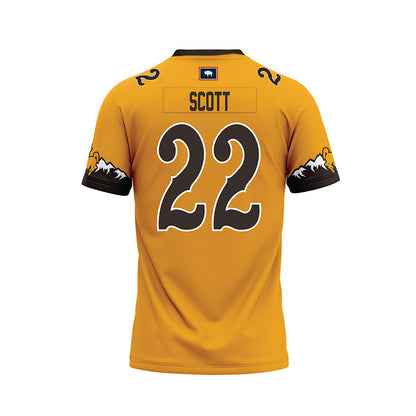 Wyoming - NCAA Football : Sam Scott - Gold Premium Football Jersey
