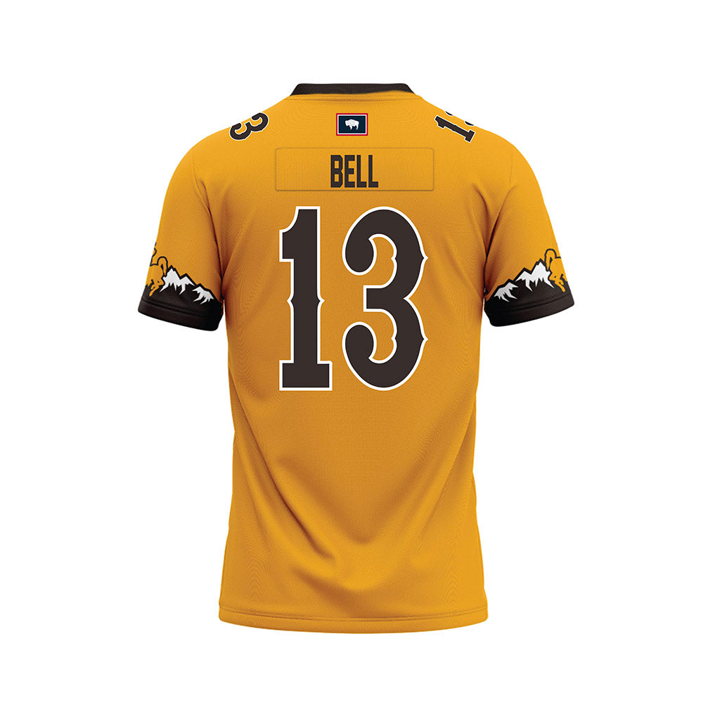 Wyoming - NCAA Football : Ian Bell - Gold Premium Football Jersey-1