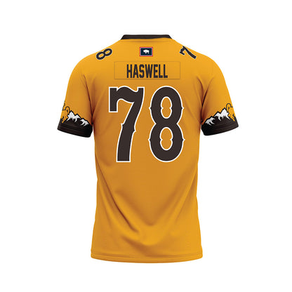 Wyoming - NCAA Football : Alex Haswell - Gold Premium Football Jersey