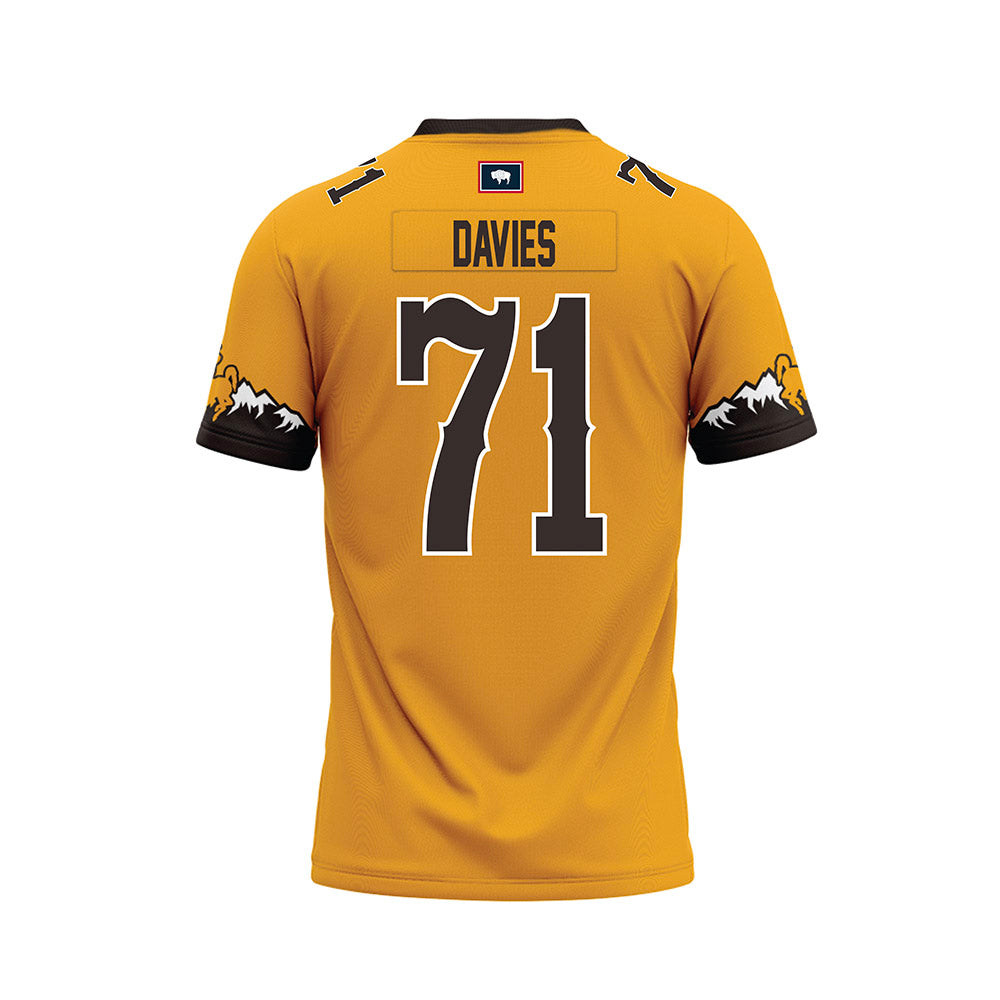 Wyoming - NCAA Football : Jake Davies - Gold Premium Football Jersey