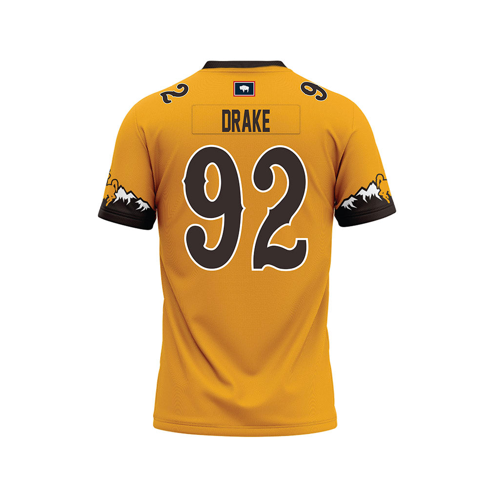 Wyoming - NCAA Football : Dante Drake - Gold Football Jersey