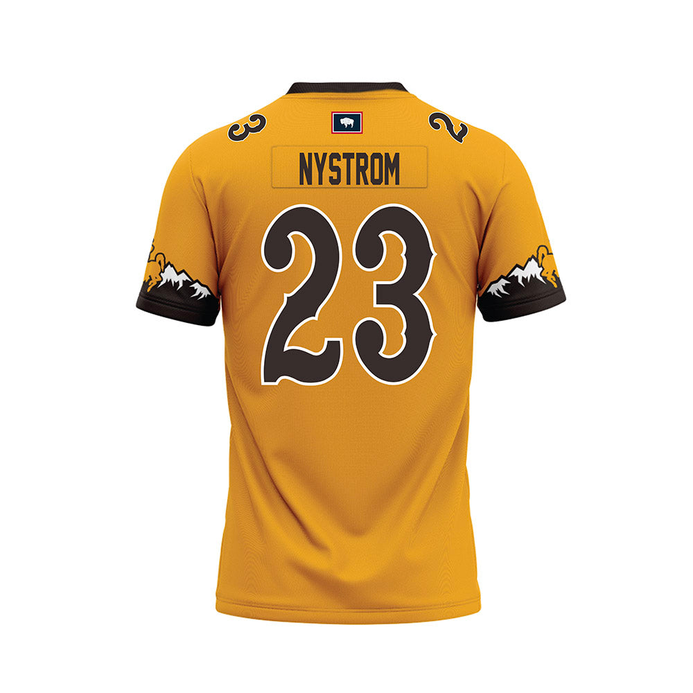 Wyoming - NCAA Football : Tyler Nystrom - Gold Premium Football Jersey