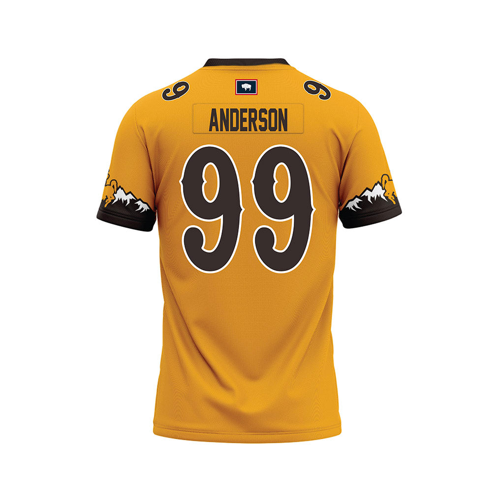 Wyoming - NCAA Football : Keelan Anderson - Gold Premium Football Jersey